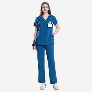 High-End OEM Polyester Anti-Microbial Four Way Stretch Slim Fit Women <b>Scrub</b> <b>Sets</b> for Salon Dentist Medical Use - Product Image 5
