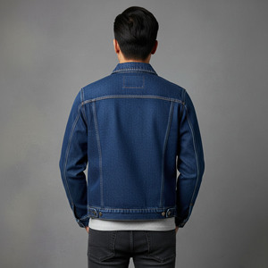2026 New Arrived Blue <b>denim</b> <b>jacket</b> Long sleeve <b>custom</b> embroidered logo Streetwear Turn down Collar Fashionable man <b>Denim</b> <b>Jacket</b> - Product Image 2