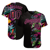 Maillot de baseball personnalisé à imprimé tropical par sublimation pour hommes, chemise de sport à manches courtes entièrement boutonnée avec nom et numéro d'équipe personnalisés