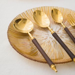Ensemble de couverts de luxe en acier inoxydable avec manche en bois pour réceptions de mariage, hôtels et restaurants - Product Image 1