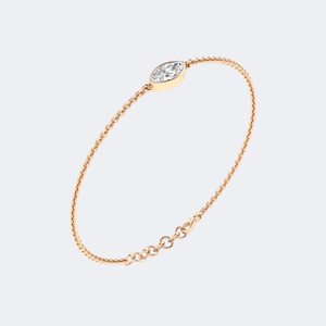 Bracelet à maillons en or 14K avec diamants de laboratoire taille marquise et ovale 0,50 carat total, coupe brillante VVS VS DEF, chaîne délicate multi-formes - Product Image 1