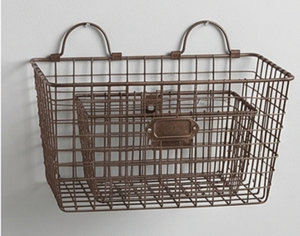Premium Rustic Metal Wire <b>Storage</b> <b>Basket</b> <b>Rectangle</b> With Handles Multi-Purpose Neatening Organizer Stylish Home Accent - Product Image 2