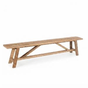 Solid Wood Long Dining <b>Bench</b> Modern Rustic A Frame Leg Natural Teak Style Wooden Entryway Seating <b>Bench</b> Home Living Furniture - Product Image 1