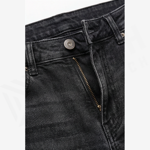 Jean en denim coupe droite délavé foncé pour homme, coupe slim, taille mi-haute, en coton, style décontracté, pantalon d'automne - Product Image 4