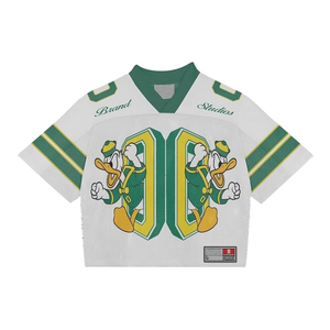 Green Cartoon Duck <b>Cropped</b> Jersey Women 00 Number <b>Mesh</b> Sports <b>Top</b> Varsity Graphic Streetwear Shirt - Product Image 6