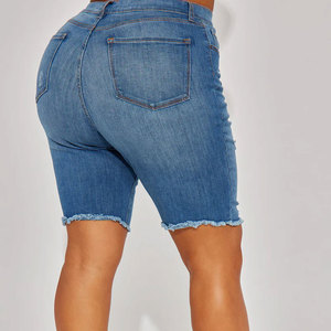 Shorts en jean pour femme à prix d'usine, décontractés, de haute qualité, taille haute, personnalisés, coupe droite, été, séchage rapide, imperméables, délavés - Product Image 3