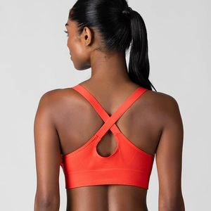 Soutien-gorge de sport à maintien élevé pour femme, design dos croisé rouge, haut de sport - Product Image 3
