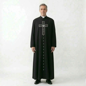 Robe de clergé moderne pour prêtre, broderie personnalisée, vêtement liturgique confortable, tenue d'église, robe de clergé - Product Image 2