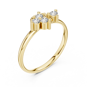 Anillo de Hoja con Tres Diamantes Cultivados en Laboratorio de Oro Sólido de 18K para Mujer - Product Image 6