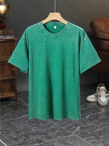 Camiseta Corta para Hombre, Lavado Ácido, Casual, Oversize, Lisa, Personalizable, Transpirable, 230g, Venta al por Mayor, MOQ Bajo - Product Image 1