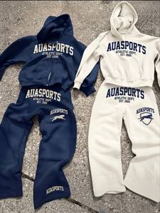 AUA Tracksuit Set Hooded Sweatshirt Full Length <b>Pants</b> Brown White Number 19 Streetwear Unisex Adult Autumn Breathable Polyester - Product Image 3