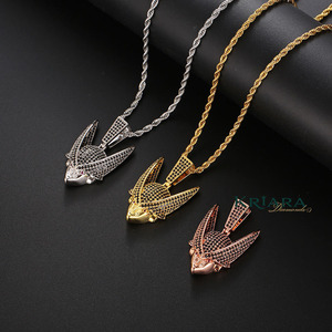 Colgante de Cabeza de Lobo de Plata 925 Chapado en Oro de 18K con Moissanita, Estilo Hiphop, Unisex, para Uso Diario, Amuleto con Temática Animal, Regalo - Product Image 4