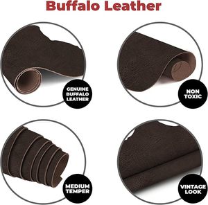 Feuille de cuir de buffle véritable brun foncé pleine fleur unie pour l'artisanat - Product Image 4