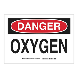 Panneau d'avertissement d'oxygène Brady Danger 7x10 pouces, imprimé UV, pour zones de manipulation d'oxygène - Product Image 1