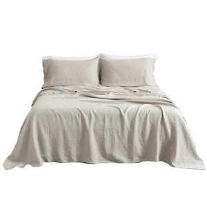 Flat Fitted Sheets <b>Sets</b> Soft Linen Single Bed Sheets 4 Piece <b>Set</b> Bedding Sheets - Product Image 1