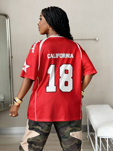 Maillot de football ample en mesh pour femme, style streetwear, respirant, léger, avec numéro graphique, haut de sport tendance - Product Image 3