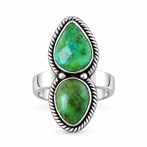 Anillo de Piedras Preciosas de Turquesa Dorada Sonora, Hecho a Mano, Estilo Bohemio Occidental, Joyería del Suroeste, Anillo Ajustable de Moda para Mujer - Product Image 3