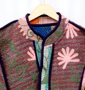 Traditional Vintage Kantha Jacket Suzani Embroidery Floral Pattern Full Sleeve Spring <b>Women's</b> Woven <b>Coat</b> Eco-Friendly Breathable - Product Image 4
