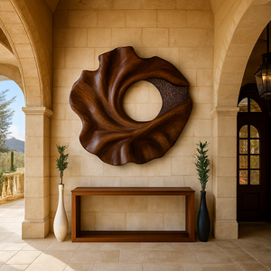 Escultura de Pared de Madera Hecha a Mano, Diseño Art Deco, Características Ecológicas para Sala de Estar - Arte Escultural de Madera Orgánica para Pared - Product Image 2