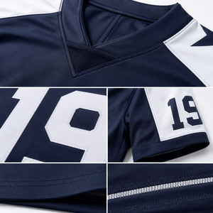 Camiseta de Fútbol Americano para Hombre, Transpirable, de Poliéster, Corte Regular, Cuello en V, Manga Corta, con Estampado Sublimado, Color Azul - Product Image 6