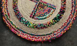 Tapis et carpettes ronds tressés en jute et chindi pour la décoration du salon - Product Image 5
