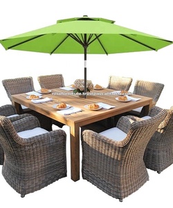 Solid Wood Teak Rattan Outdoor Garden Furniture Set Modern Design Dining Chairs <b>Table</b> Water Resistant Comfortable Durable Park - Product Image 5