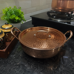 Olla de Cobre Martillado con Tapa y Doble Asa, Sartén de Cobre para Servir, Utensilios de Cocina para Hoteles, Restaurantes y Catering, Venta al por Mayor - Product Image 3