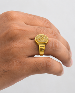 Anillo de Sello Chapado en Oro de 9K para Hombre, Patrón Geométrico, Estilo Clásico, Joyería de Uso Diario, Anillo de Moda para Hombre - Product Image 4