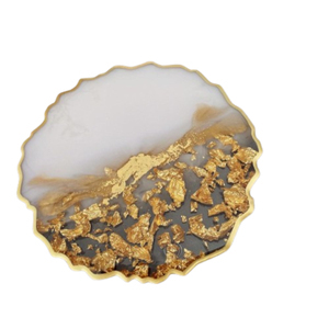 <b>Epoxy</b> <b>Resin</b> Coaster Set Handmade Agate Style Teal Green Geode Drink Cup Mat With Gold Foil For Home Hotel Wedding <b>Table</b> Decor - Product Image 4
