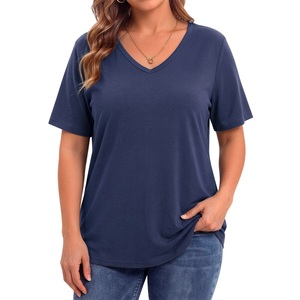 Camiseta de Cuello en V para Mujer de Color Sólido de Primera Calidad – Camiseta de Cuello en V de Algodón Suave para Uso Casual de Moda para Mujer de BD - Product Image 3