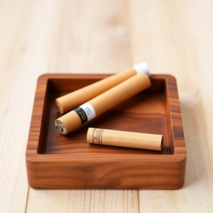 Cendrier rond en bois pour cigarettes |   Cendrier à finition lisse pour usage intérieur - Product Image 4