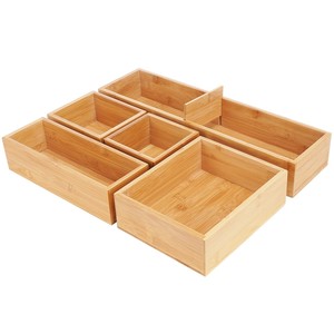กล่องเก็บของแบบโมดูลาร์ไม้ไผ่ 5 ช่อง พร้อมถาดลิ้นชัก ขายส่ง - Product Image 1