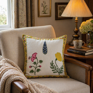Hand Block Duck Cotton Cushion <b>Cover</b> Floral Botanical Print Decorative <b>Sofa</b> Pillow <b>Cover</b> <b>for</b> Living Room Home Decor - Product Image 3