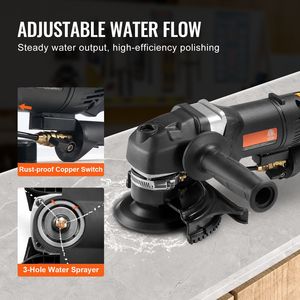 Lucidatrice a umido da 800W, smerigliatrice per cemento da 4 pollici con 6 velocità variabili e 7 kit di lucidatura per marmo e granito - Product Image 5