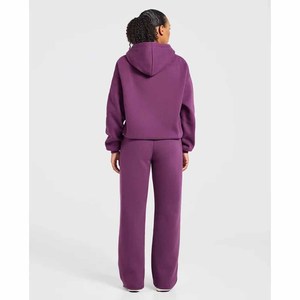 Custom Logo <b>Women</b> Sweat Suit Heavyweight Fleece Hoodie and Wide Leg Sweatpants <b>Set</b> Oversized Casual Pullover Matching Outfit - Product Image 2
