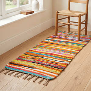 2.5' x 10' Colorful Recycled Cotton <b>Floor</b> <b>Runner</b> for Hallway Entryway Cottage Bohemian & Farmhouse Interiors - Product Image 2