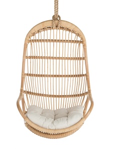 Fauteuil suspendu contemporain en rotin avec coussin imperméable, finition naturelle, pour usage extérieur, maison et villa, capacité 6 personnes - Product Image 2