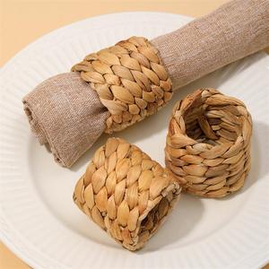 Handmade Water Hyacinth Napkin Ring Set Round Woven Serviette Holder Natural Eco Friendly Wedding <b>Table</b> <b>Decor</b> Supplier - Product Image 4