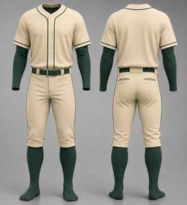 Ensemble uniforme de baseball pour homme, vert crème, en polyester, avec pantalon et ceinture, coupe régulière, respirant, couleur unie, toutes saisons, tenue d'équipe - Product Image 1
