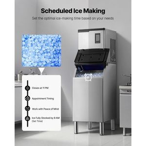Attrezzatura di Refrigerazione per Cucine Commerciali, Macchina per Ghiaccio Autopulente con Contenitore in Acciaio Inox da 300LBS/24H - Product Image 6