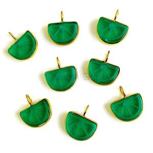 Top Quality Green Onyx Melon Carved Gemstone Pendant Onyx Carving <b>Charm</b> Pendant 925 Sterling <b>Silver</b> Gold Plated Jewelry <b>Charm</b> - Product Image 3
