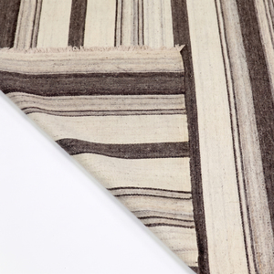 DECORDEC Ivory Brown Wool Hand Tufted Medium Pile <b>Thick</b> Non-Slip Eco-Friendly Modern Striped Flatweave <b>Rug</b> Neutral Area - Product Image 6