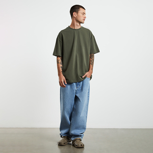 New Design Men Heavy <b>Weight</b> Over Size T-shirt Cotton Custom Logo <b>Blank</b> Streetwear Men T Shirt - Product Image 3