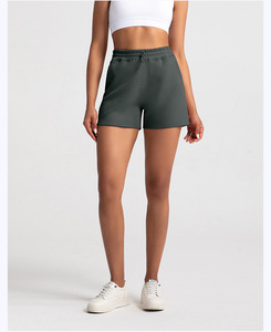 Custom Logo Summer Casual <b>Drawstring</b> Spandex/Polyester Solid Blank Fleece Sports Running Jogger Workout High Sweat Shorts Women - Product Image 1