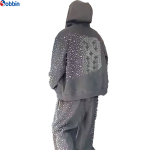 Chándal de Moda para Hombre con Pedrería, Logotipo Personalizado, Fabricantes OEM, Color Personalizado, Chándal Unisex con Pedrería, Ropa Casual Transpirable - Product Image 6