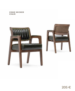 Wood <b>Dining</b> <b>Chair</b> Tufted Upholstered Side <b>Chair</b> Rattan Back Accent Seat for <b>Dining</b> Room Hotel Villa - Product Image 1
