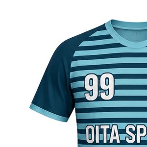 เสื้อแฮนด์บอลชายสีเขียวอมฟ้า ลายทาง แบบซับลิเมชั่น แขนสั้น ผลิตจากโพลีเอสเตอร์ เหมาะสำหรับใส่เล่นกีฬา ทีม แข่งขัน ฝึกซ้อม และออกกำลังกาย - Product Image 4