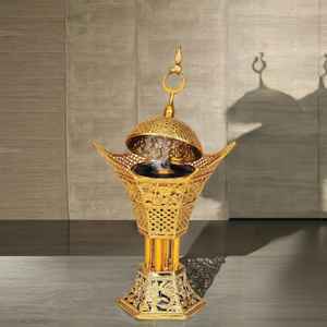 Quemador de Incienso de Lujo Estilo Linterna Árabe, Quemador de Oud Metálico, Decoración Islámica para el Hogar, Regalo de Ramadán y Eid, Porta Incienso - Product Image 1