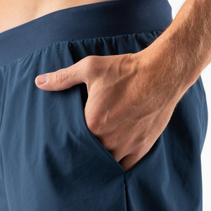 Shorts de Playa para Hombre, Color Azul Marino, de Secado Rápido, con Cordón en la Cintura y Bolsillos, Tejido Sólido, Casual, Cortos - Product Image 6