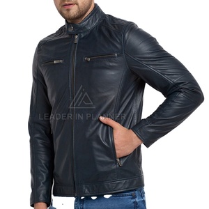 แจ็คเก็ตหนังไบค์เกอร์ดีไซน์วินเทจสุดเท่สำหรับผู้ชาย หนังแกะสั่งทำพิเศษพร้อมรายละเอียดการเย็บแบบควิลท์ - Product Image 1